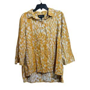 Jones New York Tunic Top Womens XL Multicolor Linen Blend Popover Blouse
